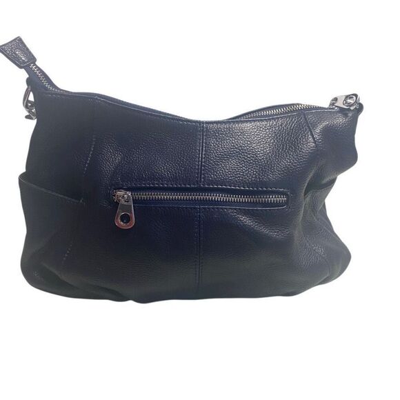 HESHE Women’s Pebble Leather Blue Designer Tote Shoulder Bag 11.5X4X8 - Picture 2 of 10